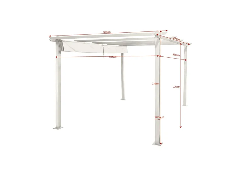 Porto Stor Pergola 4x3 m i aluminium med tak - Vit - Utemöbler & utemiljö - Solskydd - Pergola