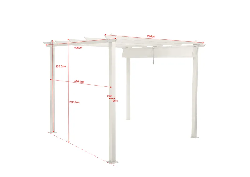 Porto Pergola 3x3 m i aluminium med tak för solskydd - Vit - Utemöbler & utemiljö - Solskydd - Pergola