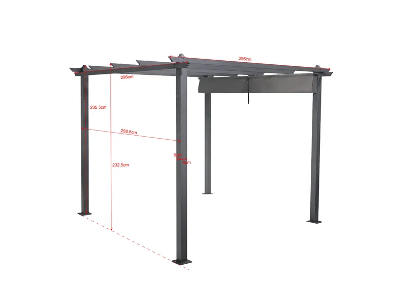 Porto Pergola 3x3 m i aluminium med tak för solskydd - Mörkgrå - Utemöbler & utemiljö - Solskydd - Pergola