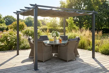 Porto Pergola 3x3 m i aluminium med tak för solskydd - Mörkgrå - Utemöbler & utemiljö - Solskydd - Pergola