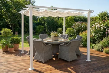 Porto Pergola 3x3 m i aluminium med tak för solskydd - Vit - Utemöbler & utemiljö - Solskydd - Pergola