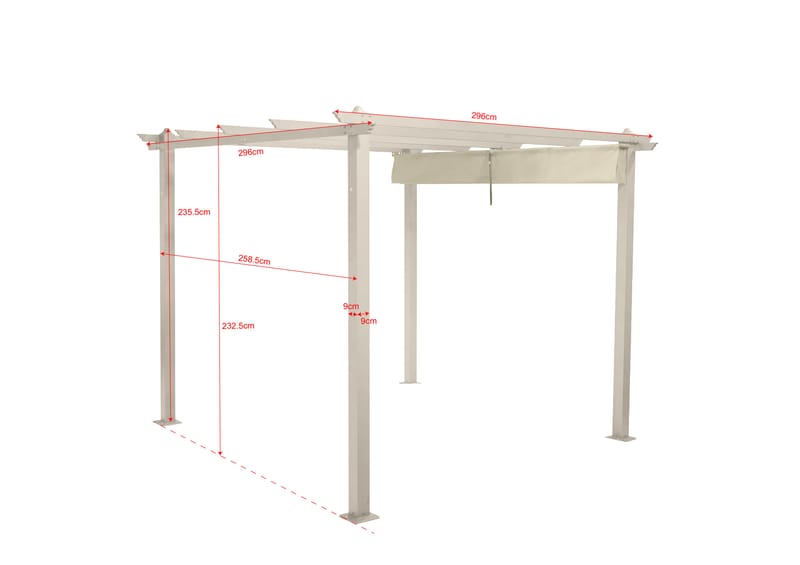 Porto Pergola 3x3 m i aluminium med tak för solskydd - Beige - Utemöbler & utemiljö - Solskydd - Pergola