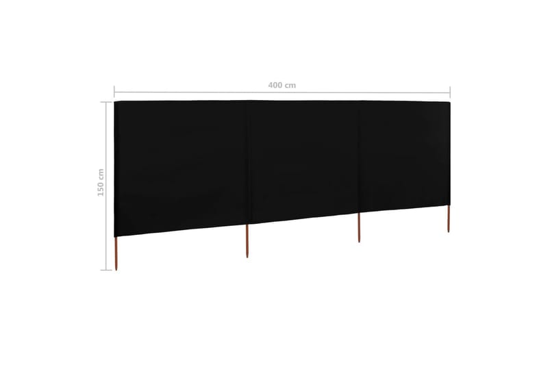 Vindskydd 3 paneler tyg 400x120 cm svart - Svart - Insynsskydd & vindskydd
