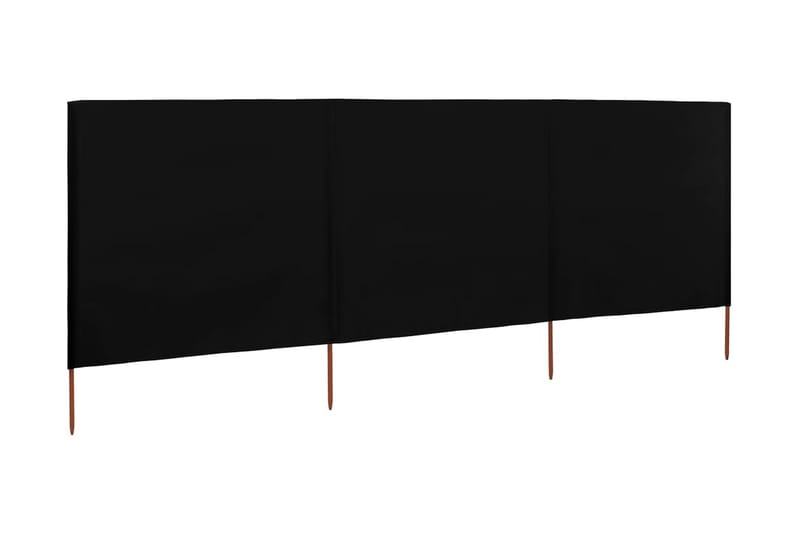 Vindskydd 3 paneler tyg 400x160 cm svart - Svart - Insynsskydd & vindskydd