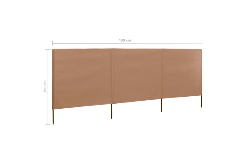Vindskydd 3 paneler tyg 400x160 cm taupe - Brun - Insynsskydd & vindskydd