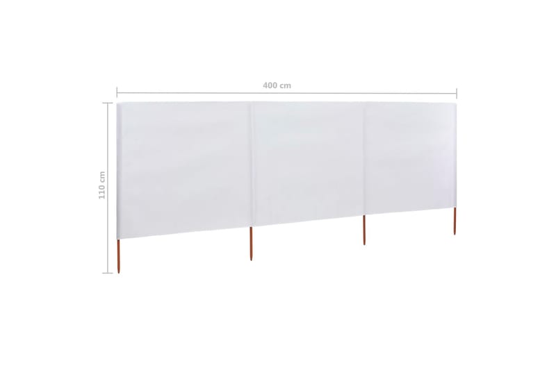 Vindskydd 3 paneler tyg 400x80 cm sandvit - Vit - Insynsskydd & vindskydd