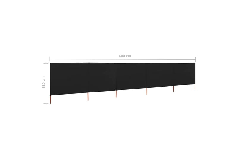 Vindskydd 5 paneler tyg 600x80 cm svart - Svart - Insynsskydd & vindskydd