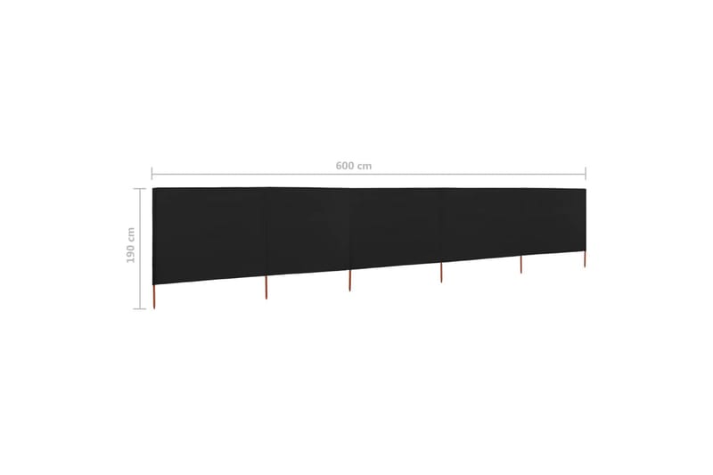 Vindskydd 5 paneler tyg 600x160 cm svart - Svart - Insynsskydd & vindskydd