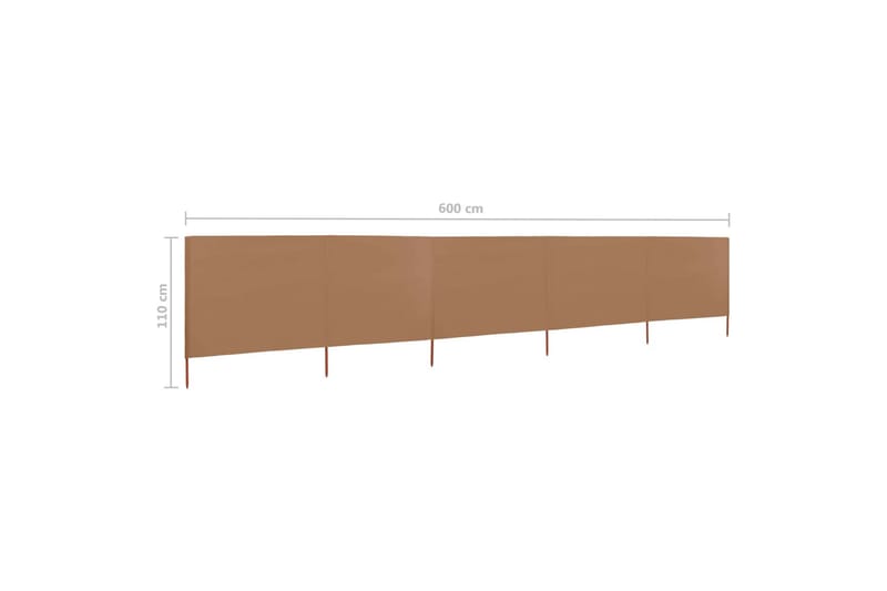 Vindskydd 5 paneler tyg 600x80 cm taupe - Brun - Insynsskydd & vindskydd