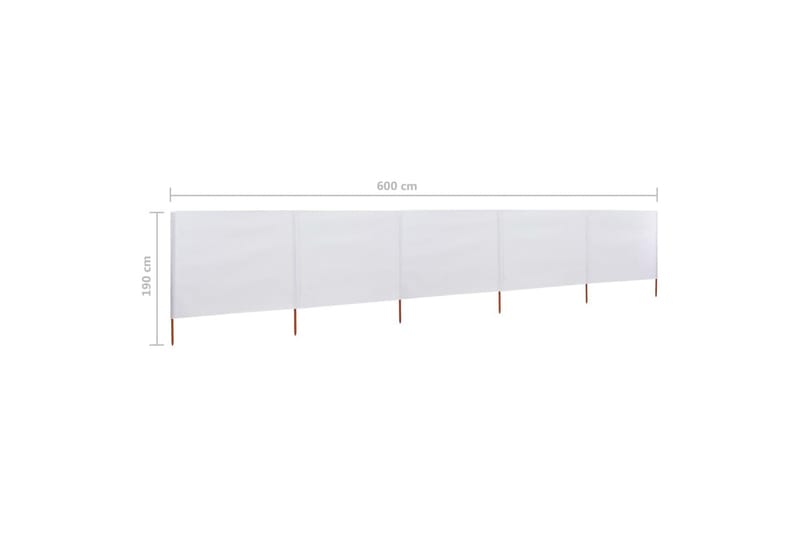 Vindskydd 5 paneler tyg 600x160 cm sandvit - Vit - Insynsskydd & vindskydd