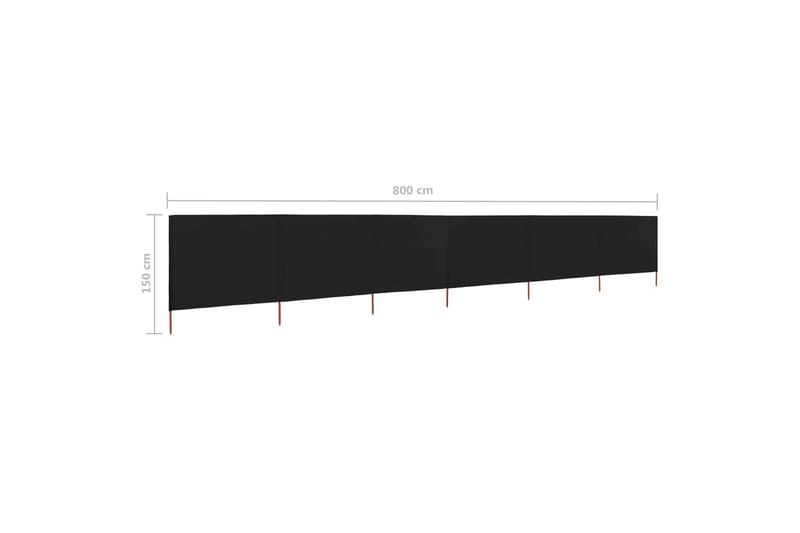 Vindskydd 6 paneler tyg 800x120 cm svart - Svart - Insynsskydd & vindskydd