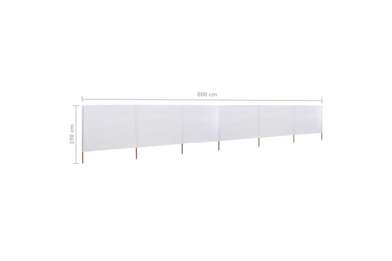 Vindskydd 6 paneler tyg 800x160 cm sandvit - Vit - Insynsskydd & vindskydd