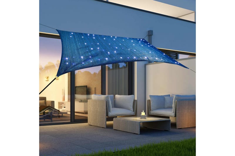 HI Solsegel med 100 LED-lampor blå 2x3 m - Blå - Solsegel