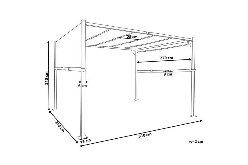 Trädgårdspergola Parga Grå/svart - Grå/svart - Utemöbler & utemiljö - Solskydd - Pergola