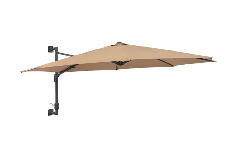Väggmonterat parasoll med metallstång 300 cm taupe - Brun - Parasoll