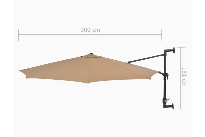 Väggmonterat parasoll med metallstång 300 cm taupe - Brun - Parasoll