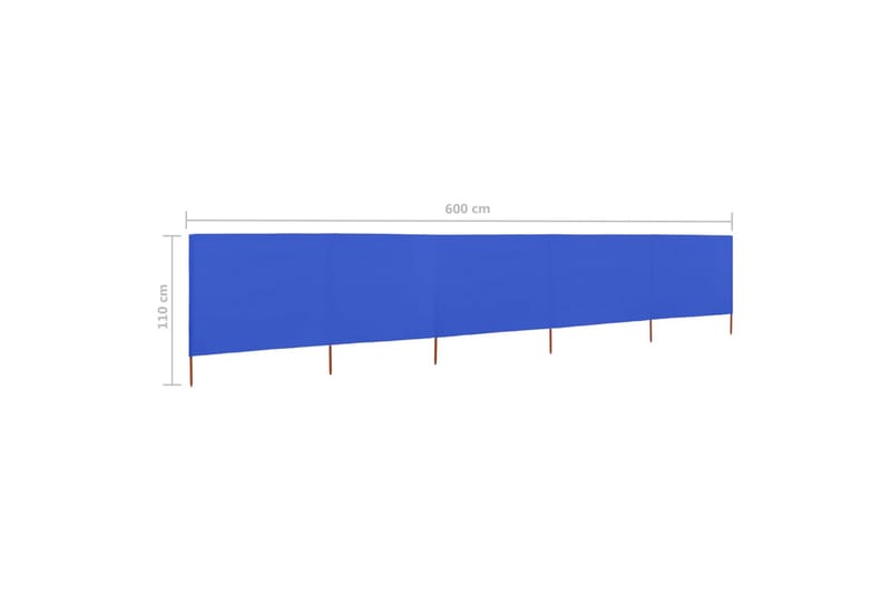 Vindskydd 5 paneler tyg 600x80 cm azurblå - Blå - Insynsskydd & vindskydd