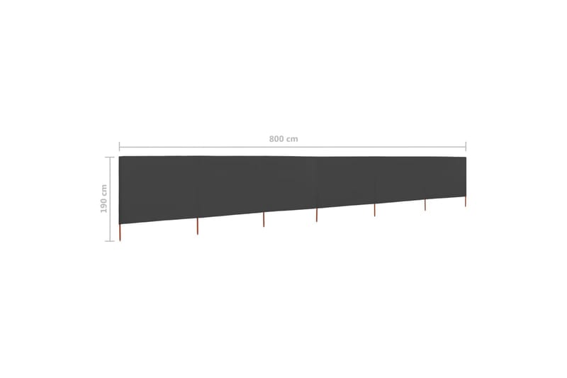 Vindskydd 6 paneler tyg 800x160 cm antracit - Grå - Insynsskydd & vindskydd