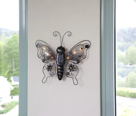 Butterfly Solcellsdekoration 39 cm, svart