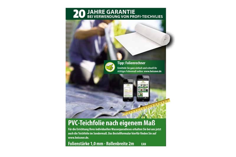 Dammduk Heissner PVC 1 mm, 4 x 6 m (24 kvm) - 1 mm, 4 x 6 m (24 kvm) - Utemöbler & utemiljö - Trädgårdsdekoration & utemiljö - Damm & fontän - Trädgårdsdamm