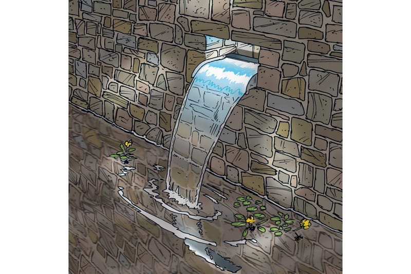 Ubbink Nevada vattenfall 30 cm rostfritt stål kaskad - Silver - Damm & fontän
