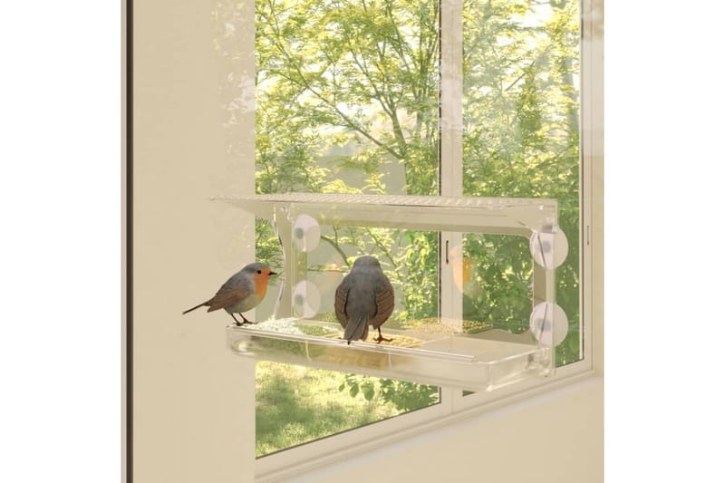 Fågelmatare för fönster 2 st akryl 30x12x15 cm - Transparent - Fågelmatare & fågelholk
