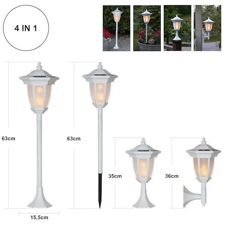 Flame Solcellslampa 63 cm - vit - Utemöbler & utemiljö - Trädgårdsdekoration & utemiljö - Trädgårdsbelysning