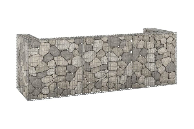 Gabionmur för soptunnor galvaniserat stål 320x100x110 cm - Silver - Staket & grind