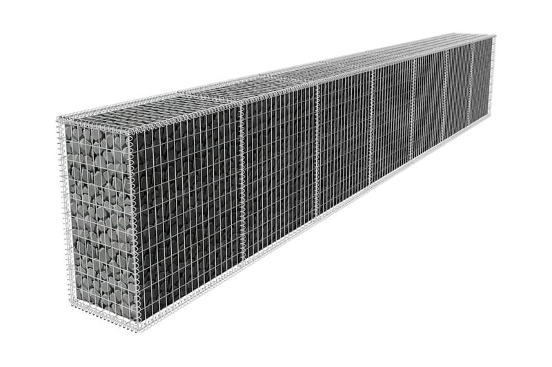 Gabionmur med lock galvaniserat stål 600x50x100 cm - Silver - Staket & grind