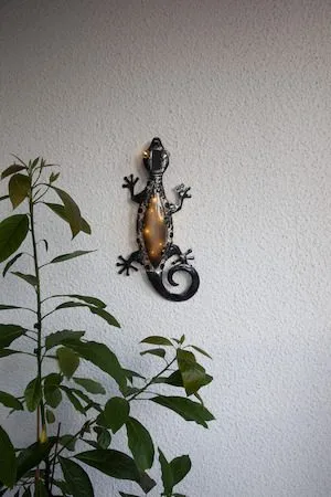 Gecko Solcellsdekoration 27 cm, svart