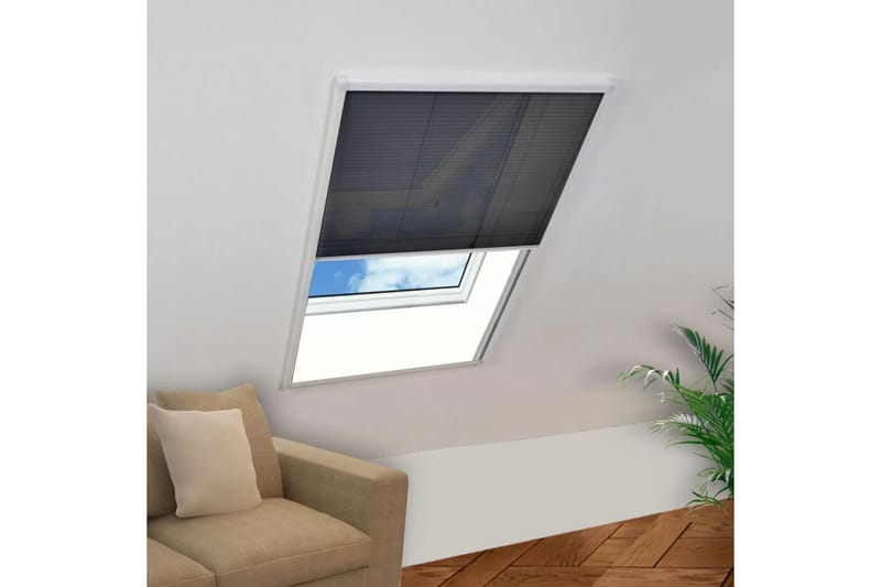 Plisserat insektsnät för fönster 60x80 cm aluminium - Svart - Myggnät & insektsnät