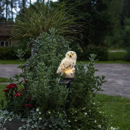 Owl Solcellsdekoration 10x33 cm, beige