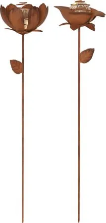 Oxida Flower 2 pack Solcellsdekoration 13 cm - rost - Utemöbler & utemiljö - Trädgårdsdekoration & utemiljö - Trädgårdsbelysning