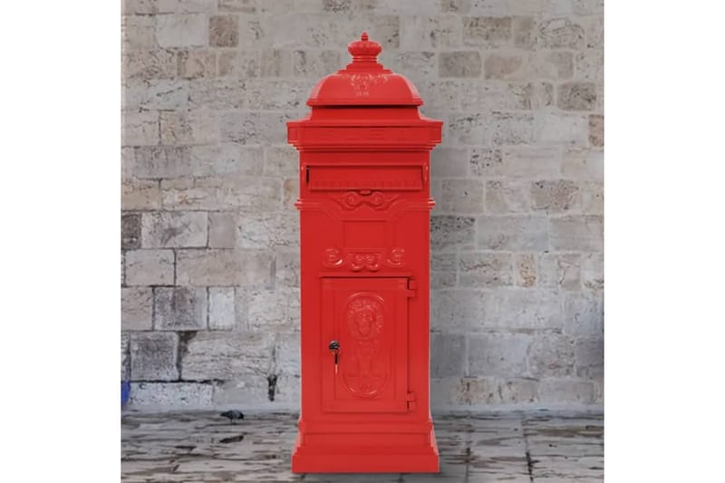 Markpostlåda vintage stil rostfri aluminium röd - Röd - Brevlåda