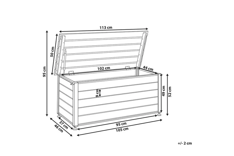 Låda Campalto Grå, 113x50x52 cm - Grå, 113x50x52 cm - Utemöbler & utemiljö - Utomhusförvaring - Dynförvaring - Dynbox & dynlåda