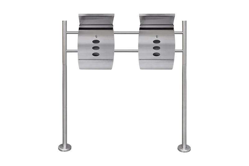 Två brevlådor på ett stativ i rostfritt stål - Silver - Brevlåda