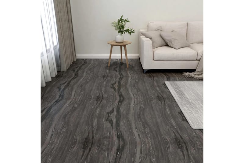 Självhäftande golvplankor 55 st PVC 5,11 m² mörkgrå - Grå - Trall