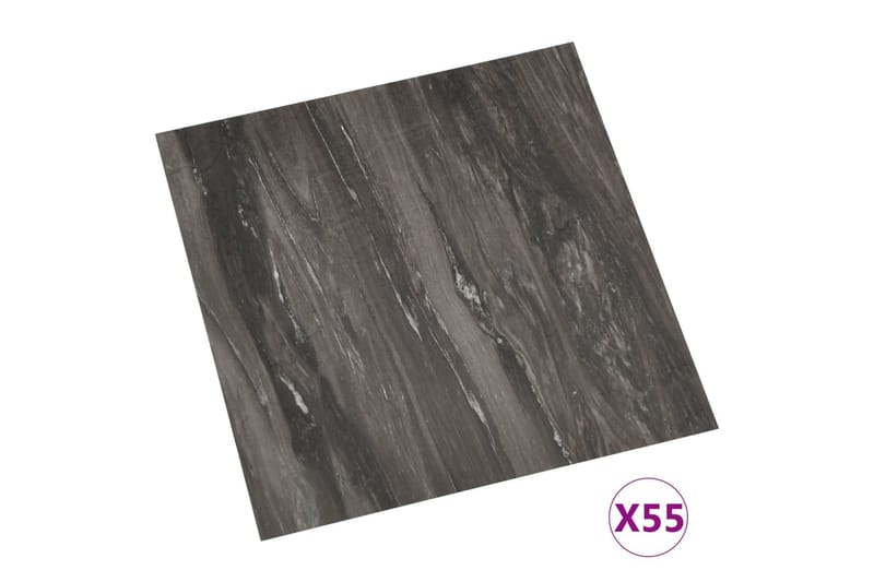 Självhäftande golvplankor 55 st PVC 5,11 m² mörkgrå - Grå - Trall