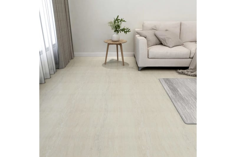 Självhäftande golvplankor 55 st PVC 5,11 m² gräddvit - Trall