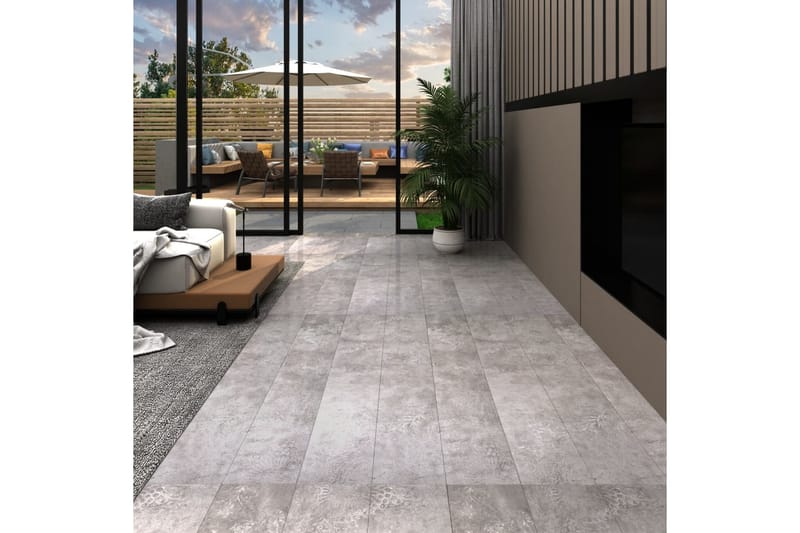 Självhäftande PVC-golvplankor 5,21 m² 2 mm jordgrå - Grå - Trall