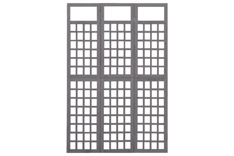 Rumsavdelare/Spaljé 3 paneler massiv gran grå 121x180 cm - Grå - Spalje