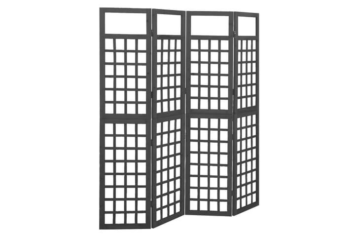 Rumsavdelare/Spaljé 4 paneler massiv gran svart 161x180 cm - Svart - Spalje