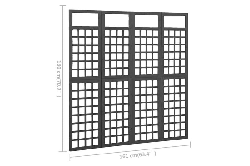Rumsavdelare/Spaljé 4 paneler massiv gran svart 161x180 cm - Svart - Spalje