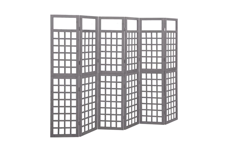 Rumsavdelare/Spaljé 6 paneler massiv furu grå 242,5x180 cm - Grå - Spalje