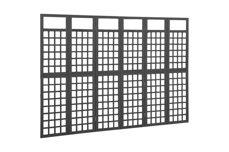 Rumsavdelare/Spaljé 6 paneler massiv gran svart 242,5x180 cm - Svart - Rumsavdelare - Vikvägg