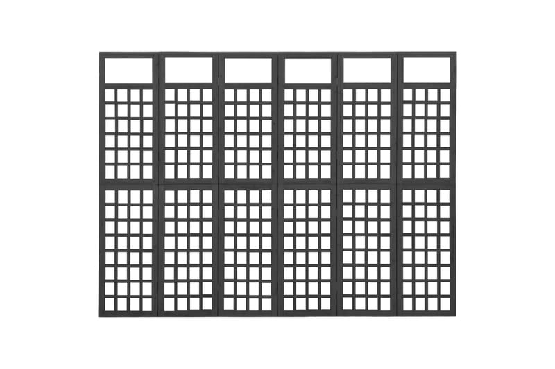 Rumsavdelare/Spaljé 6 paneler massiv gran svart 242,5x180 cm - Svart - Rumsavdelare - Vikvägg
