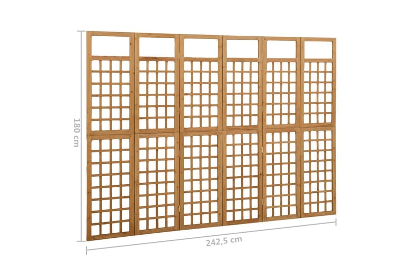 Rumsavdelare/Spaljé 6 paneler massiv gran 242,5x180 cm - Brun - Spalje