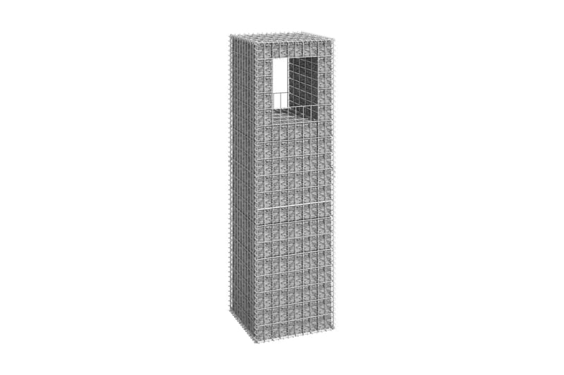 Gabionkorg stolpform 50x50x180 cm järn - Silver - Staket & grind