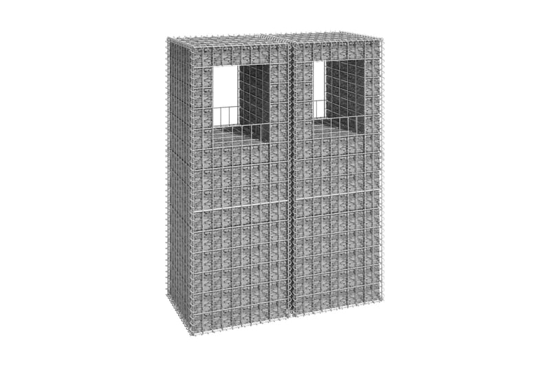 Gabionkorgar 2 st stolpformade 50x50x140 cm järn - Silver - Staket & grind