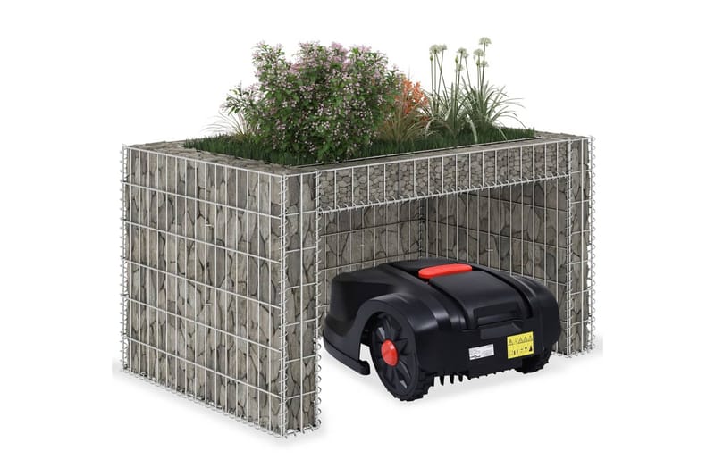 Garage för gräsklippare och blombädd 110x80x60 cm ståltråd - Silver - Staket & grind